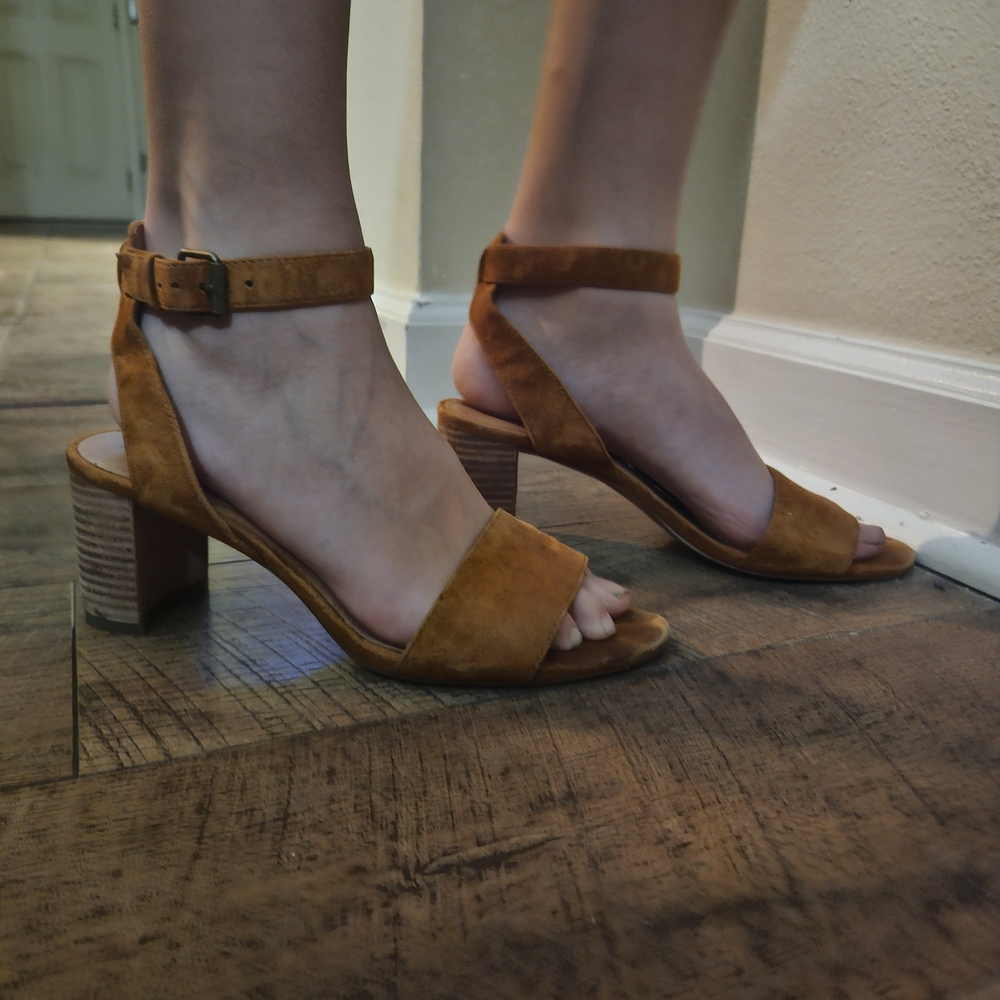 J. Crew Tan Suede Block Heel Sandals